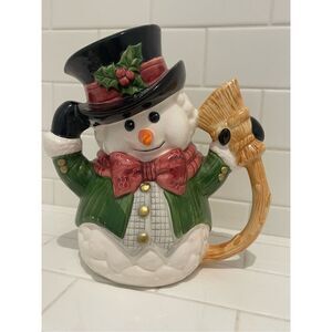 Vintage Fitz and Floyd Snowman Holiday Pitcher (original box)